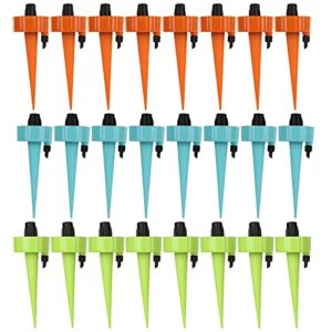24 pcs plant self watering spikes, garden plant self watering devices, automatic drip irrigation spikes with slow release control valve switch for outdoor indoor vacation holiday plant watering