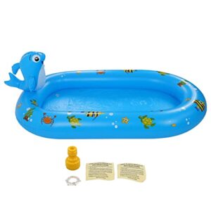 inflatable pool for children thick pvc inflatable swimming pool cute fish patterns blow up kiddie pool sprinkler summer pool toys for outdoor backyard, garden 170 x 103 x 65cm