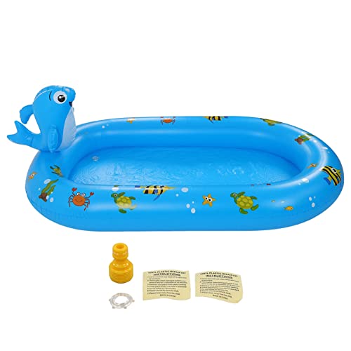 Inflatable Pool for Children Thick PVC Inflatable Swimming Pool Cute Fish Patterns Blow Up Kiddie Pool Sprinkler Summer Pool Toys for Outdoor Backyard, Garden 170 x 103 x 65cm