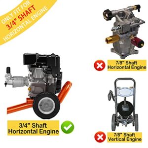 Youxmoto 3/4" Shaft Horizontal Pressure Washer Pump, Max 3000 PSI @ 2.5GPM, Fit for Karcher K2400HH/ Honda GC190/ Homelite 309515003 308418007 308653057/ PowerStroke ps80903a/ Simpson MSH3125