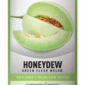 Honeydew Seeds for Planting - Green Flesh Melon Heirloom, Non-GMO Fruit Seed Variety- 2 Grams Seeds Great for Summer Honey Dew Melon Gardens by Gardeners Basics