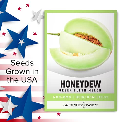 Honeydew Seeds for Planting - Green Flesh Melon Heirloom, Non-GMO Fruit Seed Variety- 2 Grams Seeds Great for Summer Honey Dew Melon Gardens by Gardeners Basics