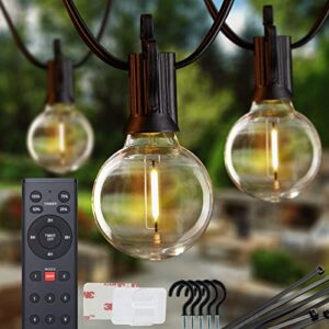 Brightown Outdoor String Lights with Remote, 58FT(48+10) LED String Lights with Clips Hooks, G40 Patio Lights with 27 Bulbs(2 Spare), Waterproof Shatterproof Hanging Light for Patio Backyard