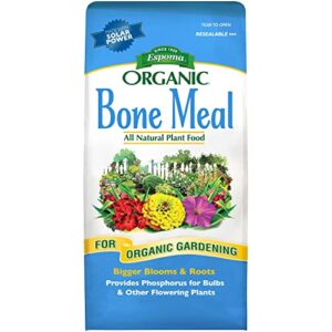 espoma organic bone meal fertilizer 4-12-0. all-natural plant food source of nitrogen and phosphorus for organic gardening. for bulbs & other flowering plants. 4 lb. bag. pack of 2.