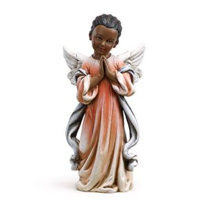 kexmy napco praying angel child in salmon robes 6 x 11.5 resin stone garden figurine