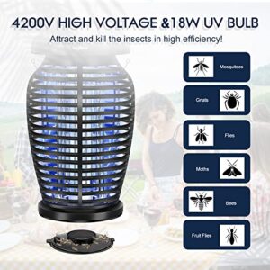 Keylitos 4200V Electric Bug Zapper, Fly Trap, Mosquito Exterminator Indoor Outdoor, Mosquito Repellent Trap, Insect Killer with 18W UV Bulb, Stainless Hangable Chain and Ring, for Home Use, Backyard