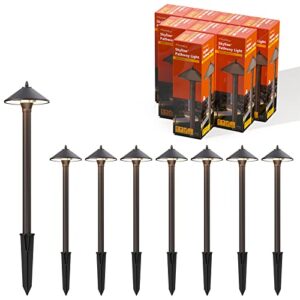 Malibu 10W Pro Style Light Decorative Pathway Landscape Lights, Low Voltage Pro Path Yard Lights for Garden Landscape Path Pathway Lights Lawn Lamp, 8 PK Aged Brass by Malibu 8308-9103-08