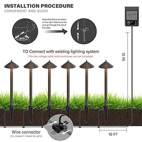 Malibu 10W Pro Style Light Decorative Pathway Landscape Lights, Low Voltage Pro Path Yard Lights for Garden Landscape Path Pathway Lights Lawn Lamp, 8 PK Aged Brass by Malibu 8308-9103-08