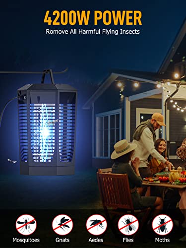 Bug Zapper Outdoor, Pophies Bug Zapper Indoor Plug in with 4200v High Powered, 18w Bug Zapper Outdoor Waterproof, Mosquito Killer Up to 2300 Sq Ft, Electric Bug Zapper for Patio Garden Home Kitchen