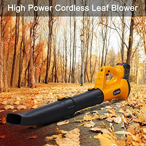 Leaf Blower, 21V Leaf Blower Cordless with 4.0Ah Battery and Charger, 320 CFM 150 MPH 6-Speed 2 Tubes Electric Leaf Blower for Leaves, Snow Debris and Dust Blowing