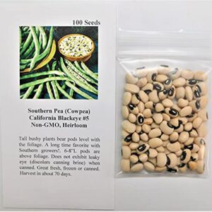 David's Garden Seeds Southern Pea (Cowpea) California Blackeye (Green) 100 Non-GMO, Heirloom Seeds