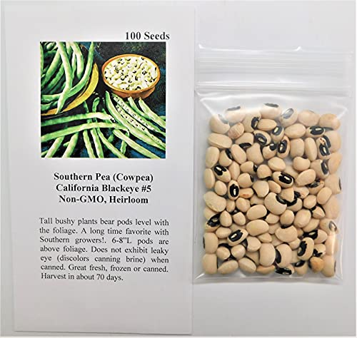 David's Garden Seeds Southern Pea (Cowpea) California Blackeye (Green) 100 Non-GMO, Heirloom Seeds