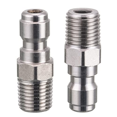 RIDGE WASHER Pressure Washer Couplers, 1/4 Quick Connect Plug, Male NPT Fitting, 5000 PSI, 2 Pack