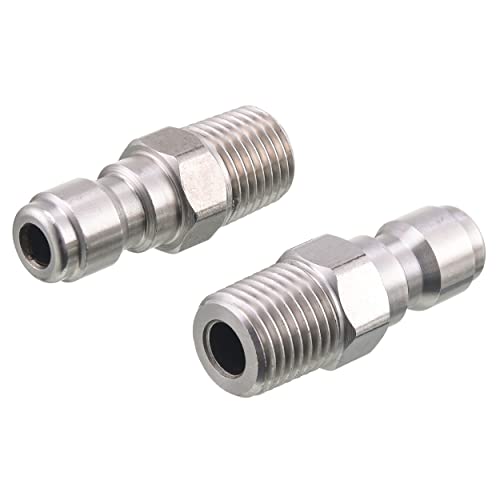 RIDGE WASHER Pressure Washer Couplers, 1/4 Quick Connect Plug, Male NPT Fitting, 5000 PSI, 2 Pack