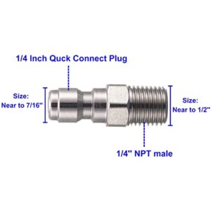 RIDGE WASHER Pressure Washer Couplers, 1/4 Quick Connect Plug, Male NPT Fitting, 5000 PSI, 2 Pack