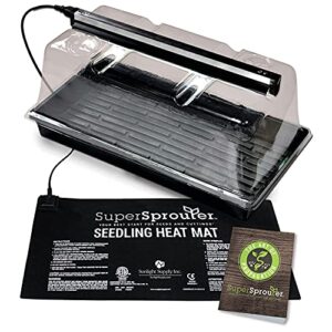 super sprouter premium heated propagation kit for starting seeds or cuttings, includes heat mat, tray, grow light, and more