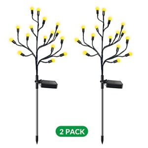 JUHUAMM Solar Tree Branch Light, Solar Christmas Light, Solar Garden Light, Decorative Solar Garden Light, Outdoor Waterproof Firefly Light, for Garden Landscape Decoration (2 Pieces)