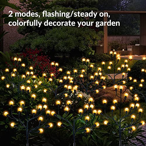 JUHUAMM Solar Tree Branch Light, Solar Christmas Light, Solar Garden Light, Decorative Solar Garden Light, Outdoor Waterproof Firefly Light, for Garden Landscape Decoration (2 Pieces)