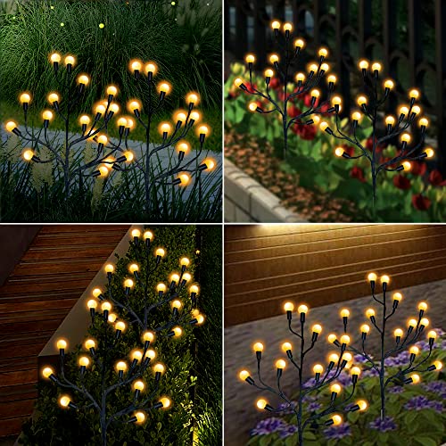 JUHUAMM Solar Tree Branch Light, Solar Christmas Light, Solar Garden Light, Decorative Solar Garden Light, Outdoor Waterproof Firefly Light, for Garden Landscape Decoration (2 Pieces)