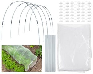 garden hoops kits for raised beds include 50 pcs of greenhouse hoops with 49 x 8 ft clear greenhouse plastic sheeting film and 20 clips frame for grow tunnel mini greenhouse or garden