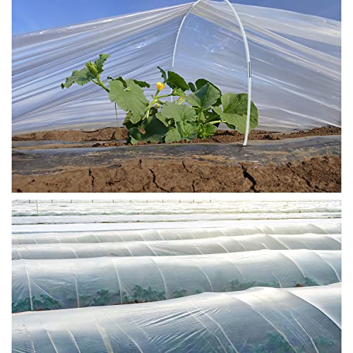 Garden Hoops Kits for Raised Beds Include 50 Pcs of Greenhouse Hoops with 49 x 8 ft Clear Greenhouse Plastic Sheeting Film and 20 Clips Frame for Grow Tunnel Mini Greenhouse or Garden