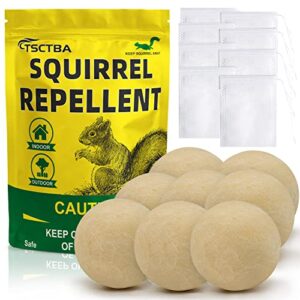 TSCTBA Squirrel Repellent Outdoor, Rodent Repellent, Chipmunk Repellent, Natural Squirrel Repellent for Bird Feeders/Garden/Attic/Cars/Shed, Ultra Powerful and Only for Outdoors - 8 Packs