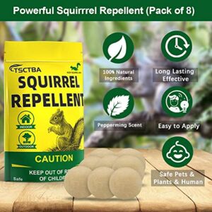 TSCTBA Squirrel Repellent Outdoor, Rodent Repellent, Chipmunk Repellent, Natural Squirrel Repellent for Bird Feeders/Garden/Attic/Cars/Shed, Ultra Powerful and Only for Outdoors - 8 Packs