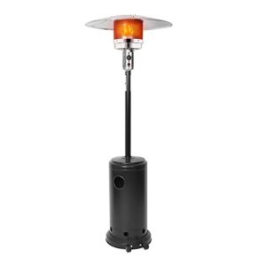 patio heater, 36,000 btu outdoor propane heater, 7 ft outdoor patio heater with wheels, tip-over protection for patio, garden, commercial and residential, black