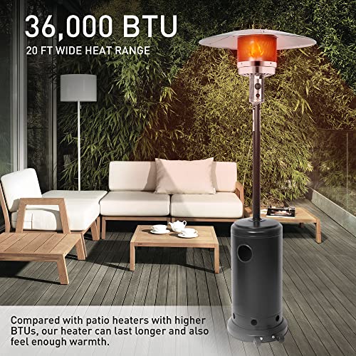 Patio Heater, 36,000 BTU Outdoor Propane Heater, 7 FT Outdoor Patio Heater with Wheels, Tip-Over Protection for Patio, Garden, Commercial and Residential, Black