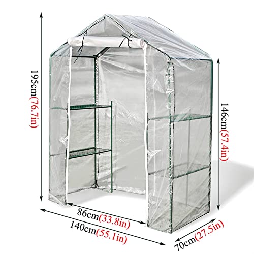 YUZES Indoor Outdoor Portable Plastic Walk-in Greenhouse Kit,with Zippered Door and Sturdy Metal Shelves,Garden Plants That Need Frost Protection,for Backyard Garden in Winter