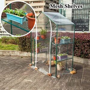 YUZES Indoor Outdoor Portable Plastic Walk-in Greenhouse Kit,with Zippered Door and Sturdy Metal Shelves,Garden Plants That Need Frost Protection,for Backyard Garden in Winter