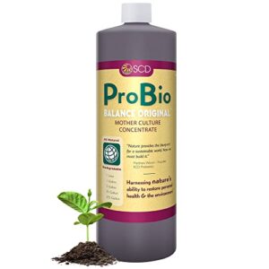 probio balance original – make 20x more farm and garden soil conditioner – super concentrate of effective beneficial microorganisms – omri-listed for organic crops, organic garden soil – made in usa, 1 liter – by scd probiotics