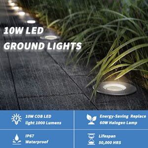 EAGLOD LED Low Voltage Landscape Lights 10W LED Well Lights, Outdoor in-Ground Lights 12V/24V Landscape Lighting with Wire Connectors,IP67 Waterproof for Garden Up Lights,Yard(8PACK 2700k)