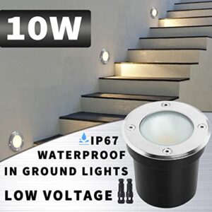 EAGLOD LED Low Voltage Landscape Lights 10W LED Well Lights, Outdoor in-Ground Lights 12V/24V Landscape Lighting with Wire Connectors,IP67 Waterproof for Garden Up Lights,Yard(8PACK 2700k)