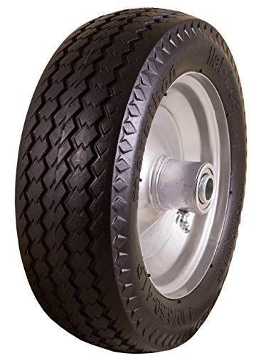 Marathon 4.10/3.50-4" Flat Free, All Purpose Utility Tire on Wheel, 3" Centered Hub, 5/8" Bearings