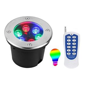 underground light led rgb outdoor underwater lights ip68 waterproof rf remote control stainless steel well lights for garden pond swimming pool terrace (color : 12v, size : 24w)