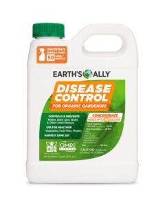 earth’s ally disease control concentrate for plants | fungicide treatment for powdery mildew, blight, black spot, fungus – use on plant & rose diseases & more, 32oz concentrate