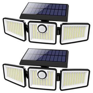 yunnova solar outdoor lights – motion sensor outdoor lights with 3 heads reflector wireless illumination security flood lights with 270° wide angle,ip65 waterproof,wall light for garden patio garage