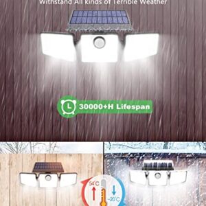 YUNNOVA Solar Outdoor Lights - Motion Sensor Outdoor Lights with 3 Heads Reflector Wireless Illumination Security Flood Lights with 270° Wide Angle,IP65 Waterproof,Wall Light for Garden Patio Garage