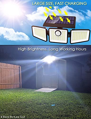 YUNNOVA Solar Outdoor Lights - Motion Sensor Outdoor Lights with 3 Heads Reflector Wireless Illumination Security Flood Lights with 270° Wide Angle,IP65 Waterproof,Wall Light for Garden Patio Garage