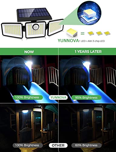 YUNNOVA Solar Outdoor Lights - Motion Sensor Outdoor Lights with 3 Heads Reflector Wireless Illumination Security Flood Lights with 270° Wide Angle,IP65 Waterproof,Wall Light for Garden Patio Garage