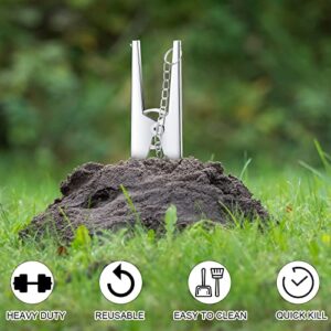 Gopher Trap Easy Setup Scissor Trap Reusable Mole Traps for Lawns Galvanized Metal Pest Control Traps for Gardens Farms Nurseries Field Outdoor Use, Silver Color (4 Pcs)