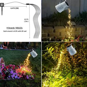 Soltuus Solar Watering Can with 6.6ft Cascading Lights, Including Metal Watering Can and 180 LED Solar Powered Waterfall Lights, Gift for Mom, Decorative for Outdoor Garden Patio