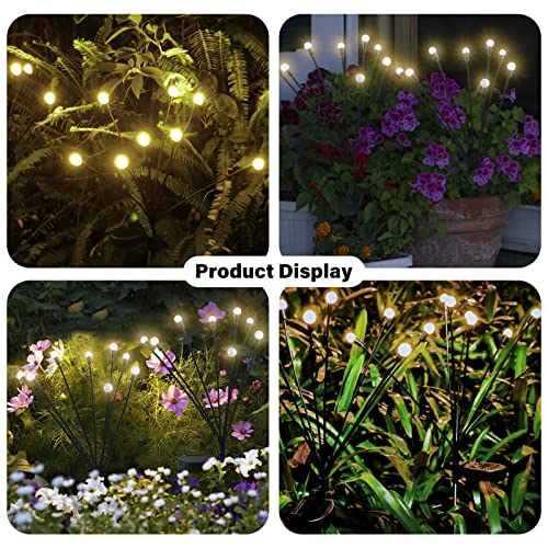 Romdecyn Firefly Lights Solar Outdoor Waterproof , 8 LED Starburst Swaying Solar Powered Firefly Path Lights Decoration for Garden Patio Party Holiday Landscape Pathway, Warm White (4Pack)