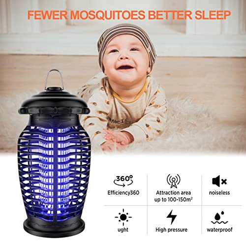 Bug Zapper - Powerful Electric Mosquito Zapper Fly Killer for Outdoor and Indoor - 4200V Metal Mesh, Insect Fly Trap Indoor Mosquito Killer for Home, Garden, Patio, Backyard (15W)