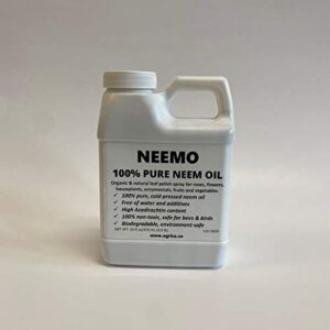 neemo neem oil concentrate for plants 16 oz | 100% pure cold pressed neem oil spray with high azadirachtin for organic use | size 16 fl oz concentrate makes 16 gallons (60 l) of neem spray.