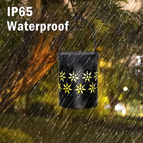 T-SUN Solar Lantern Waterproof Warmwhite, 2 Pack Solar Outdoor Decorations Lights Hanging Outdoor Garden Light Lantern for Garden Yard Patio Backyard Deck Courtyard Lawn