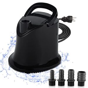 hachtecpet submersible fountain water pump: 810 gph 60w ultra quiet adjustable flow pond pump for garden |aquarium | fish tank | pool | hydroponics | waterfall | with 6ft power cord & portable handle