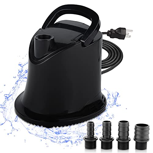 Hachtecpet Submersible Fountain Water Pump: 810 GPH 60W Ultra Quiet Adjustable Flow Pond Pump for Garden |Aquarium | fish tank | Pool | Hydroponics | Waterfall | with 6ft Power Cord & Portable Handle