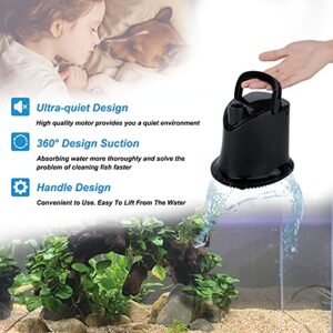 Hachtecpet Submersible Fountain Water Pump: 810 GPH 60W Ultra Quiet Adjustable Flow Pond Pump for Garden |Aquarium | fish tank | Pool | Hydroponics | Waterfall | with 6ft Power Cord & Portable Handle